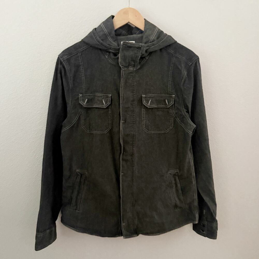 ALLSAINTS | Charcoal White Hooded Utility Jacket Minimalist Outerwear | Medium - Picture 2 of 9